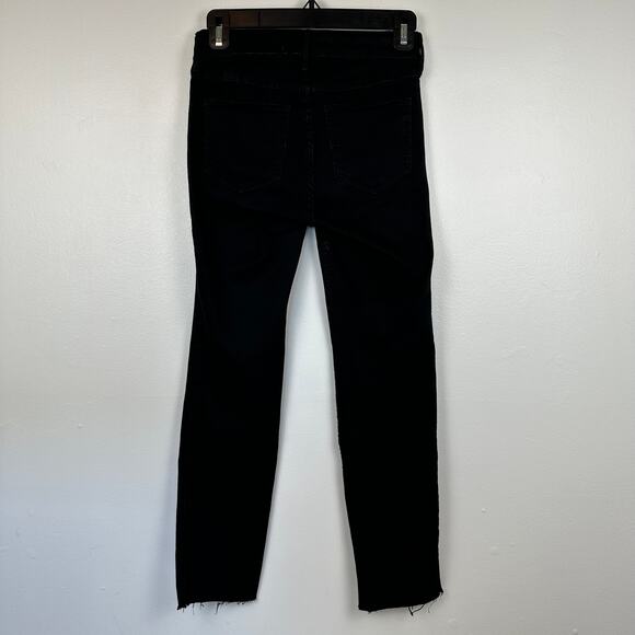 Abercrombie & Fitch Womens Straight Leg Mid Rise Fringe Hem Ankle Black Jeans 0S - Picture 3 of 10